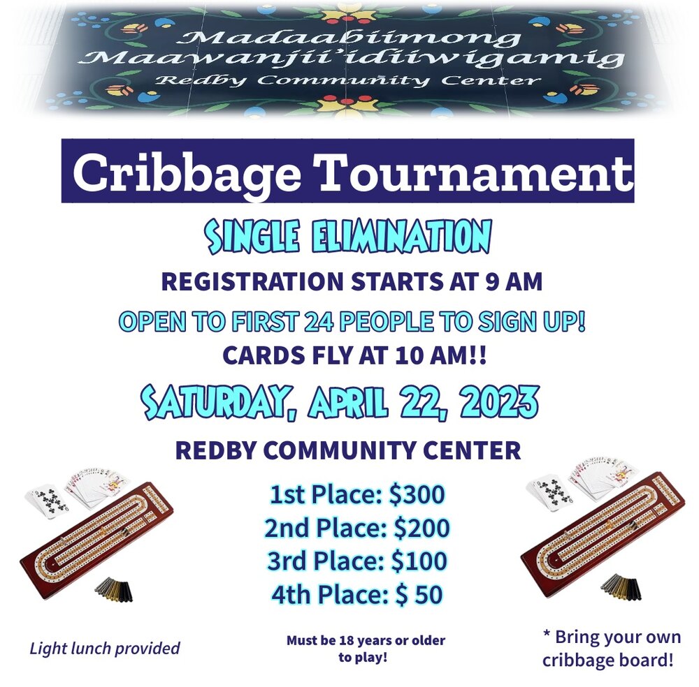 Cribbage Tournament Single Elimination Saturday, April 22, 2023